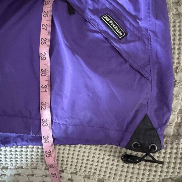 VTG Helly Hansen Men’s Packable Multi-Pocket Black Purple Rain Jacket Sz L - Picture 11 of 13